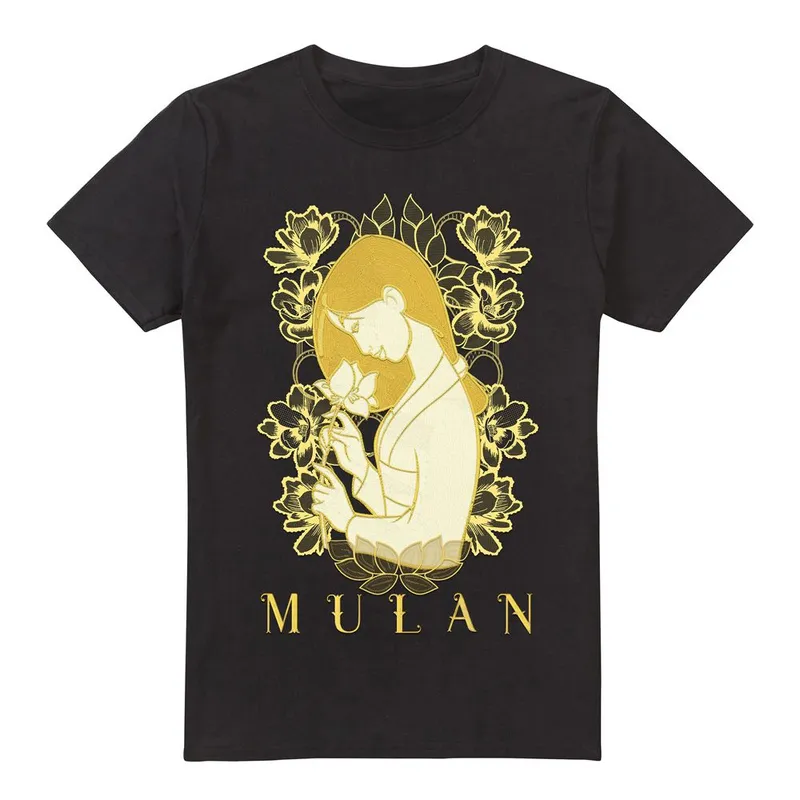 Disney Mulan Golden Garden T-Shirt Black Size: XL Black