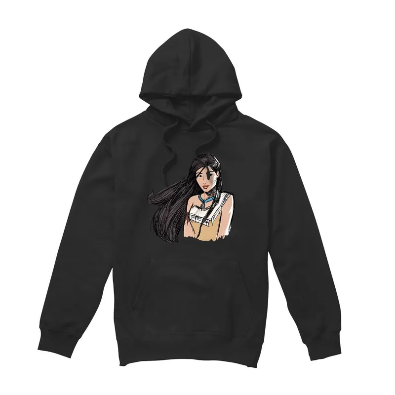 Disney Pocahontas Sketch Hoodie Black Size: Medium Black