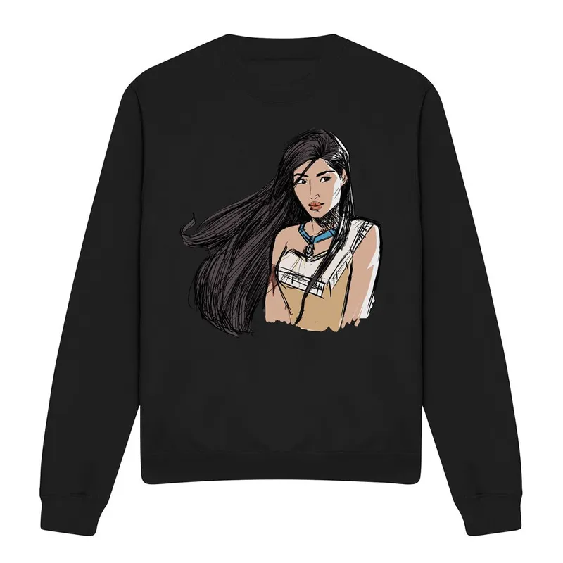 Disney Pocahontas Sketch Sweatshirt Black Size: XL Black XL