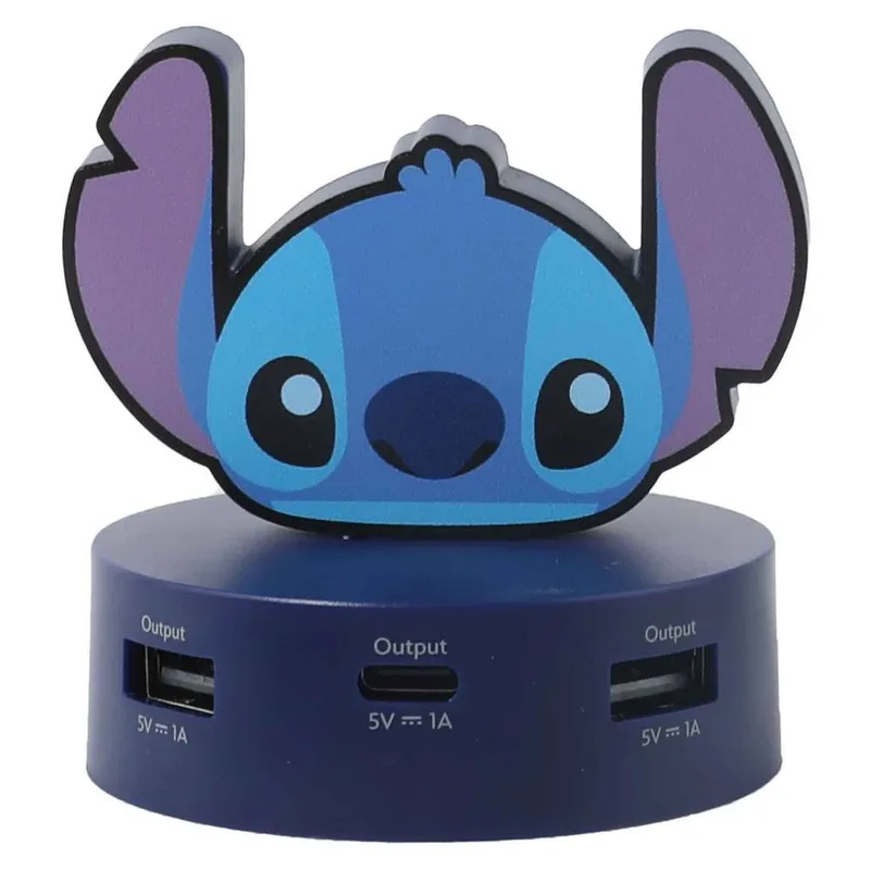 Disney Stitch USB Charging Hub 2 USB-A & 1 USB-C Head in Blue - Blue