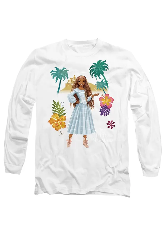 Disney The Little Mermaid Ariel, Island Long Sleeve T-Shirt, White Size: Small White
