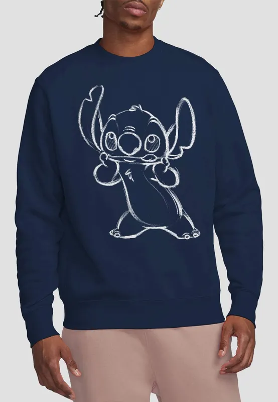 Disney Lilo & Stitch Sketch Sweatshirt, Navy Size: XL Navy
