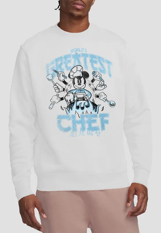 Disney Mickey & Friends World'S Greatest Chef Dad Sweatshirt, White Size: Large White L