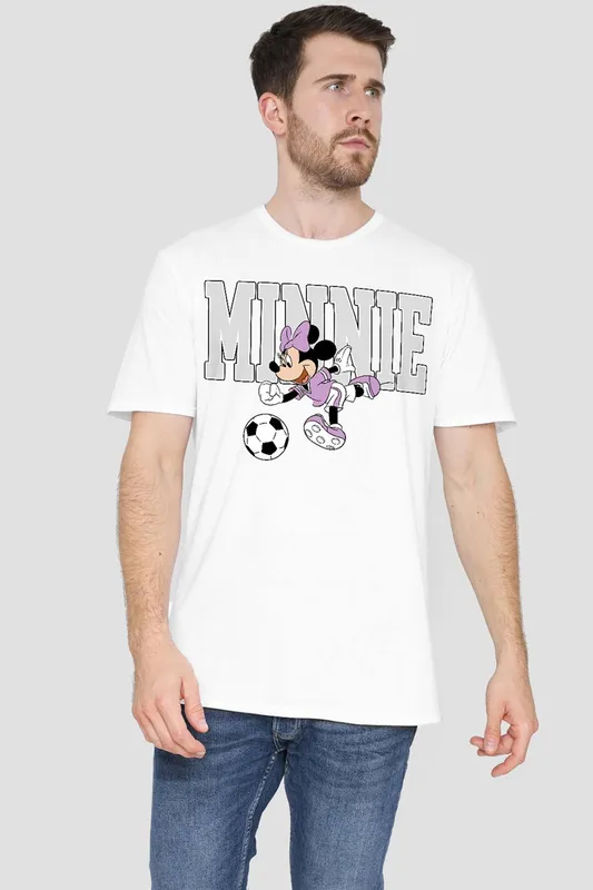 Disney Minnie Mouse Football Kick T-Shirt, White Size: XL White XL