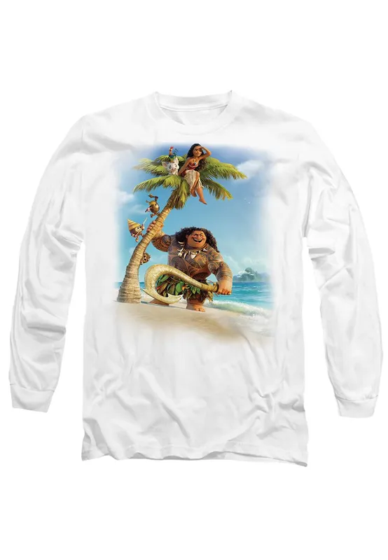 Disney Unisex Moana Poster Long Sleeve T-Shirt, White Size: Small - White