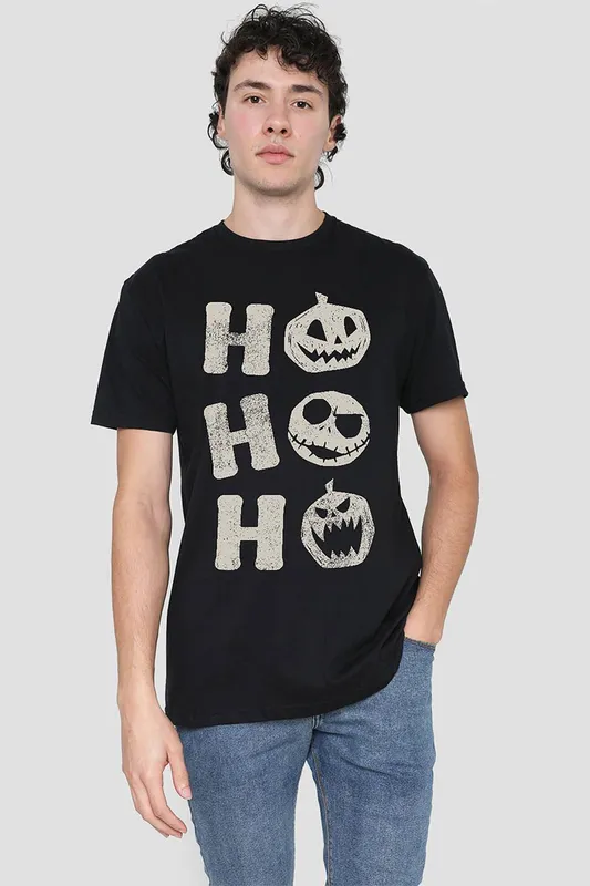 Disney Unisex Nightmare Before Christmas Ho Ho Ho Jack T-Shirt, Black Size: 4XL - Black