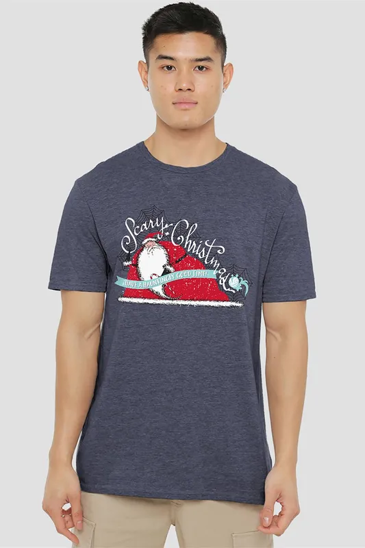 Disney Unisex Nightmare Before Christmas Scary Christmas T-Shirt, Navy Size: 2XL - Navy - Size: 2XL