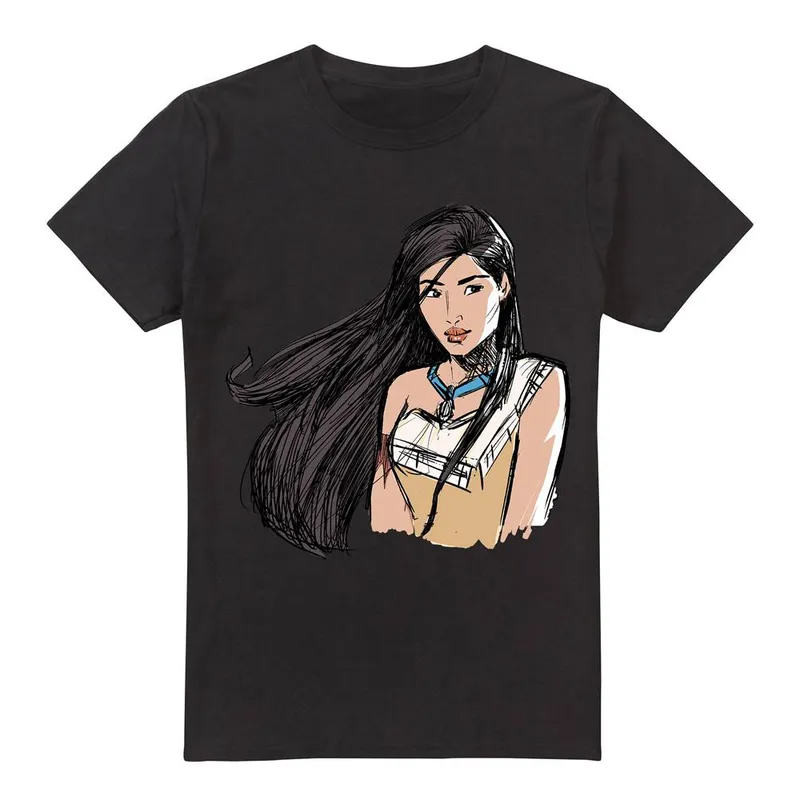 Disney Unisex Pocahontas Sketch T-Shirt Black Size: 2XL - Black - Size: 2XL