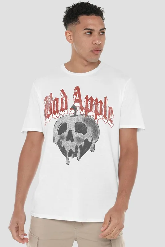 Disney Snow White Bad Apple Skull T-Shirt, White Size: 3XL White 3XL