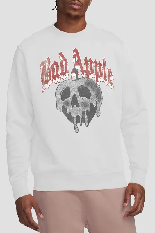 Disney Snow White Bad Apple Skull Sweatshirt, White Size: XL White