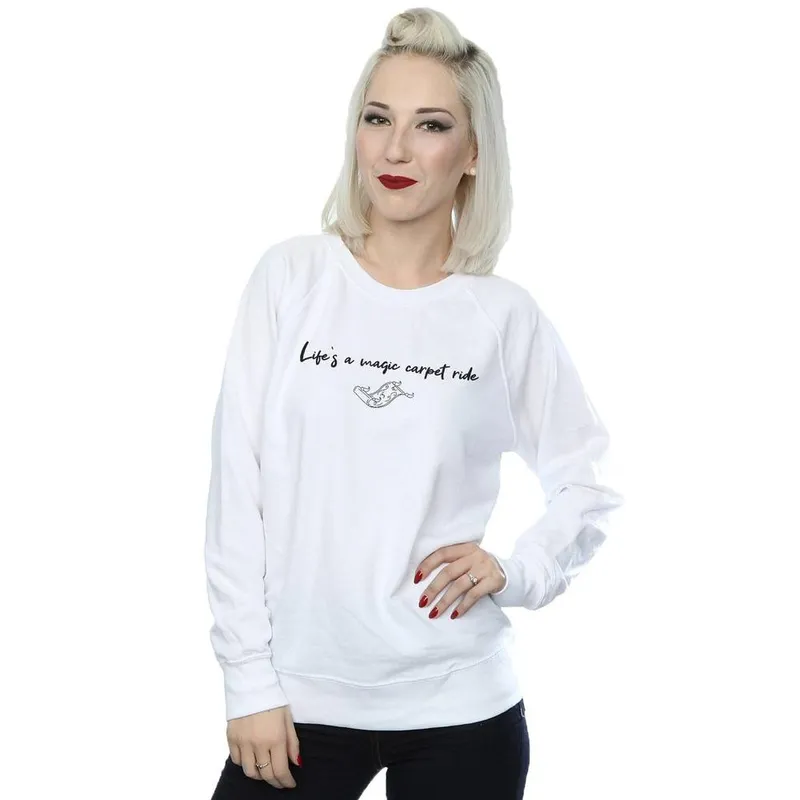 Disney Women's Aladdin Life´s A Magic Carpet Ride Sweatshirt in White Size: XL - White