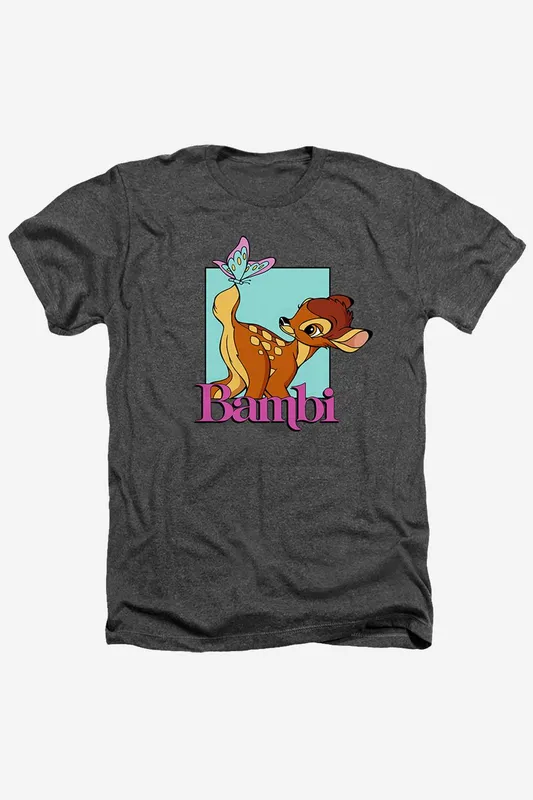 Disney Women's Bambi Butterfly Pop T-Shirt in Charcoal Size: XL Charcoal XL