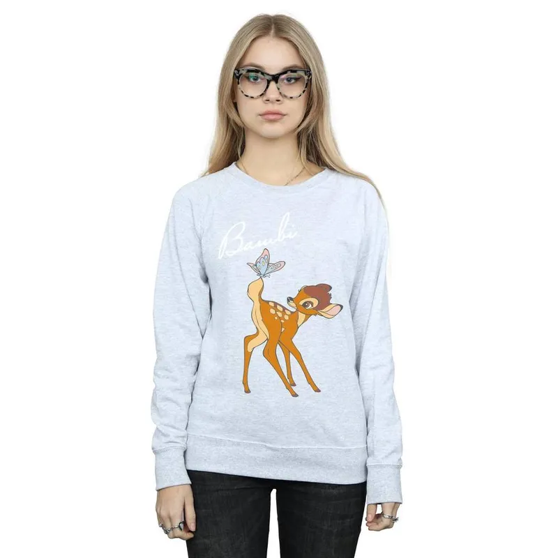 Disney Women's Bambi Butterfly Tail Sweatshirt in Grey Size: 2XL Grey