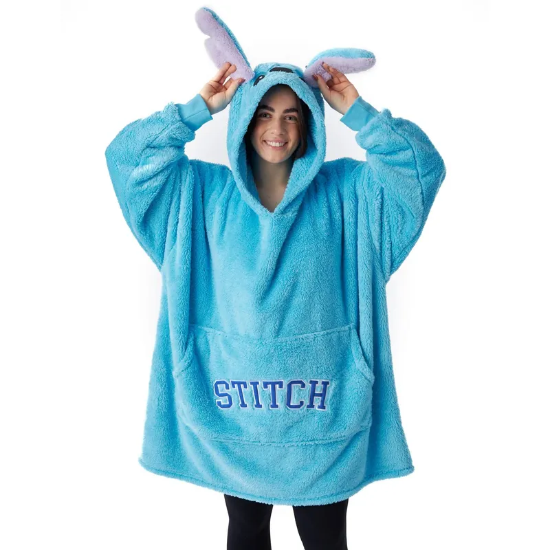 Disney Women's Blanket Hoodie Light Blue Official Merch Blue One Size