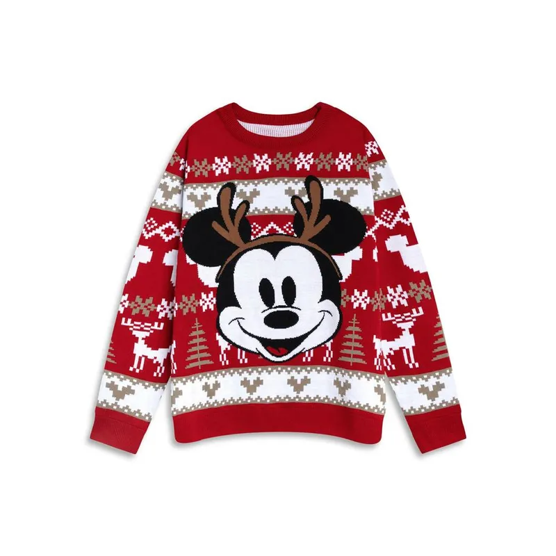 Disney Women's Christmas Jumper Red Official Merch Size: Medium - Red - Size: M