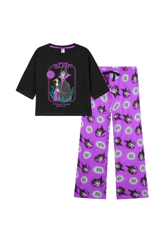 Disney Women's Comics Maleficent Pyjama Set in Purple Size: XL Purple female