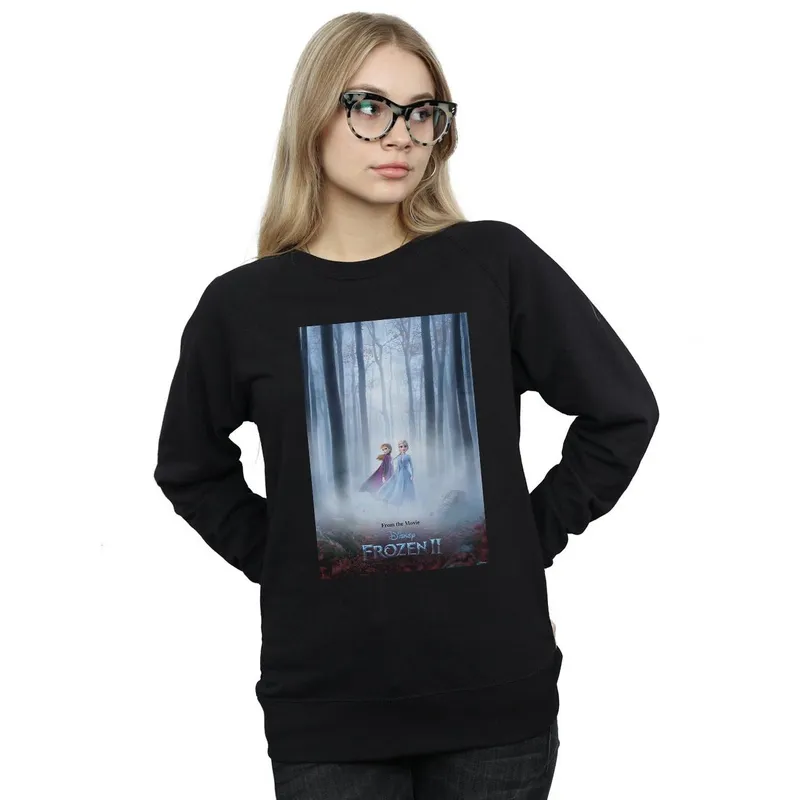 Disney Women's Frozen 2 Movie Poster Sweatshirt in Black Size: 2XL - Black