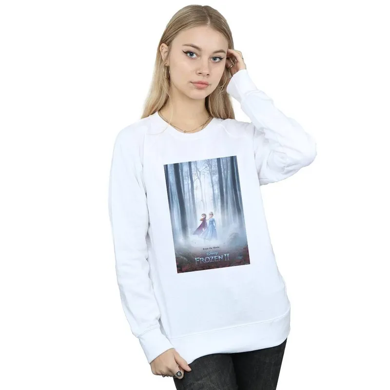 Disney Women's Frozen 2 Movie Poster Sweatshirt in White Size: XL - White - Size: XL