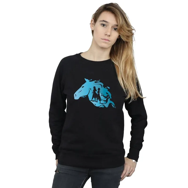 Disney Women's Frozen 2 Nokk Silhouette Sweatshirt in Black Size: XL Black