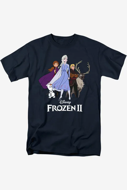Disney Women's Frozen Gang T-Shirt in Navy Size: Large - Navy