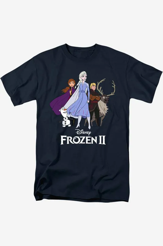 Disney Women's Frozen Gang T-Shirt in Navy Size: XL - Navy