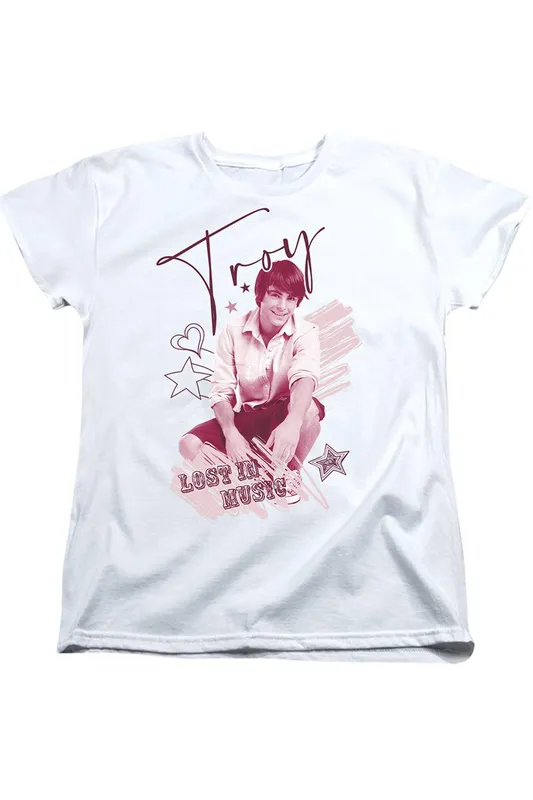 Disney Women's High School Musical Troy Tee, White Size: XL White XL