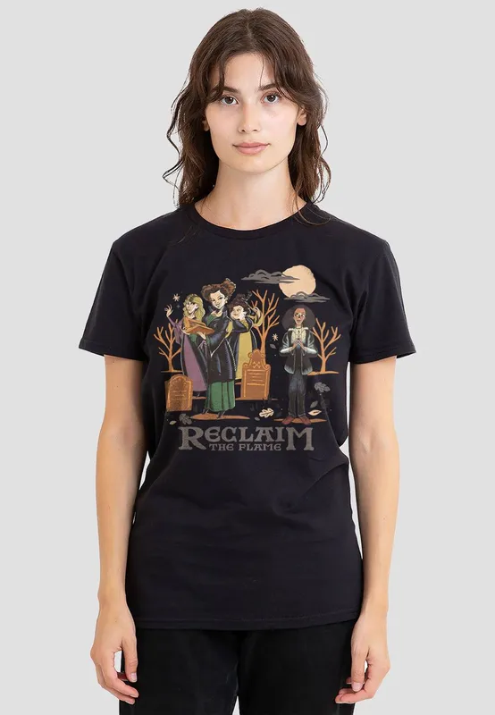 Disney Women's Hocus Pocus 2 Reclaim The Flame Becca & Sanderson Sisters T-Shirt, Black Size: XL - Black