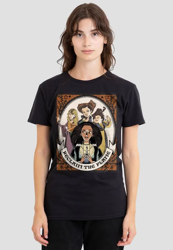 Disney Women's Hocus Pocus 2 Reclaim The Flame Stamp With Becca T-Shirt, Black Size: XL - Black