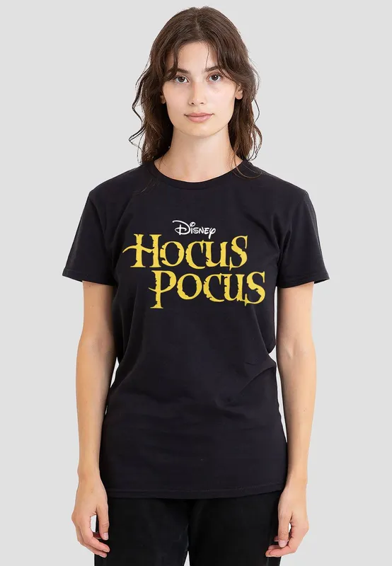 Disney Women's Hocus Pocus Logo T-Shirt, Black Size: XL - Black