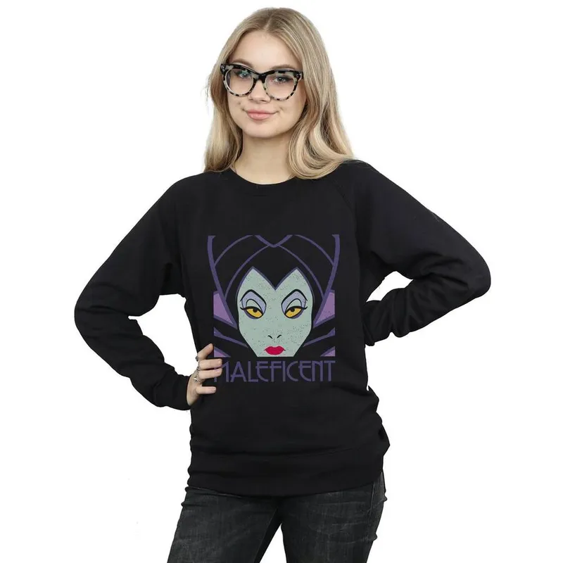 Disney Women's Maleficent Cropped Head Sweatshirt in Black Size: XL Black