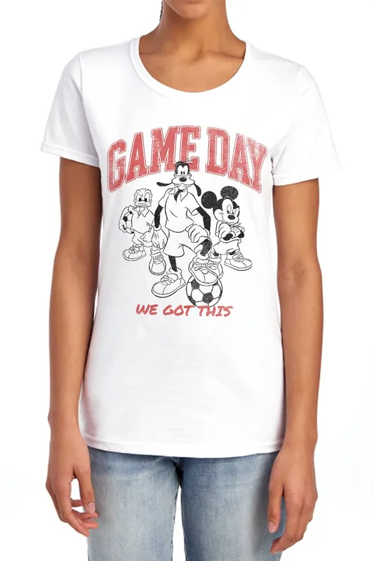 Disney Women's Mickey Friends Game Day Tee, White Size: 2XL White 2XL