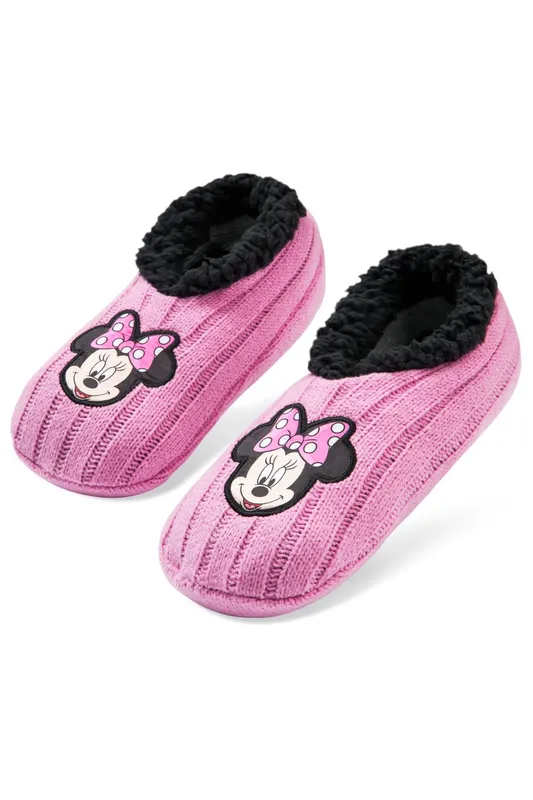 Disney Women's Minnie Slipper Socks in Pink Pink One Size