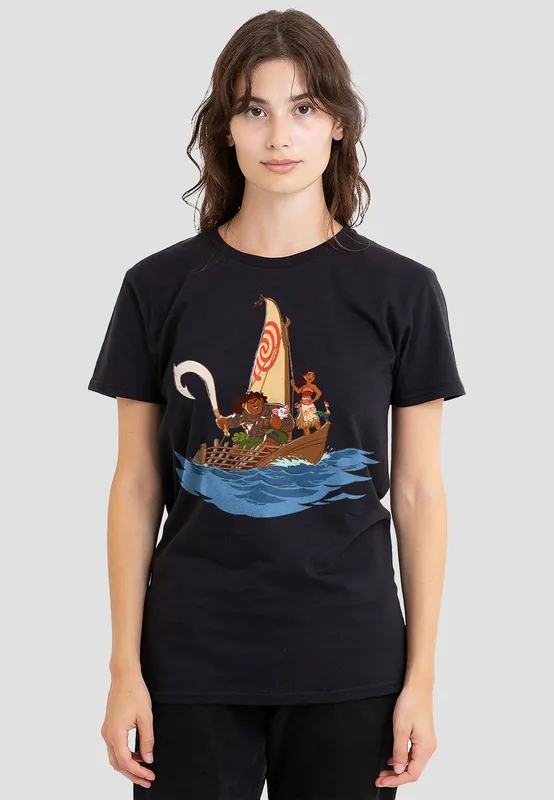 Disney Women's Moana Maui Moana Voyage T-Shirt, Black Size: XL - Black