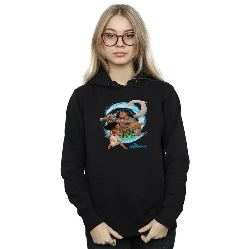 Disney Women's Moana & Maui Wave Hoodie in Black Size: XL - Black