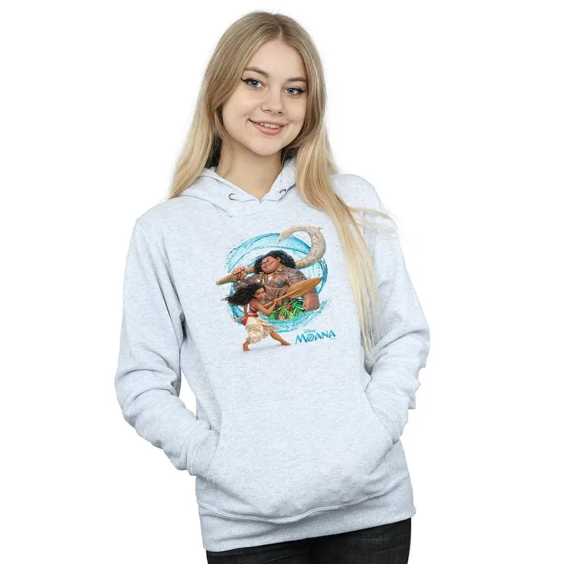Disney Women's Moana & Maui Wave Hoodie in Grey Size: Small - Grey