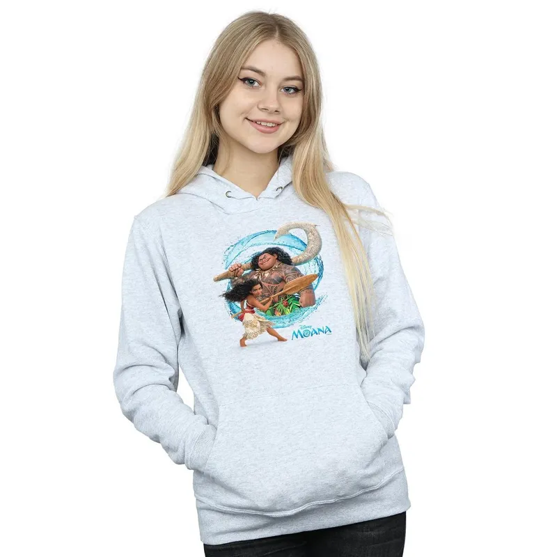Disney Women's Moana & Maui Wave Hoodie in Grey Size: XL Grey XL