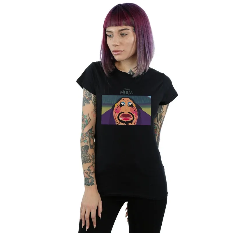 Disney Women's Mulan The Matchmaker Cotton T-Shirt in Black Size: XL Black