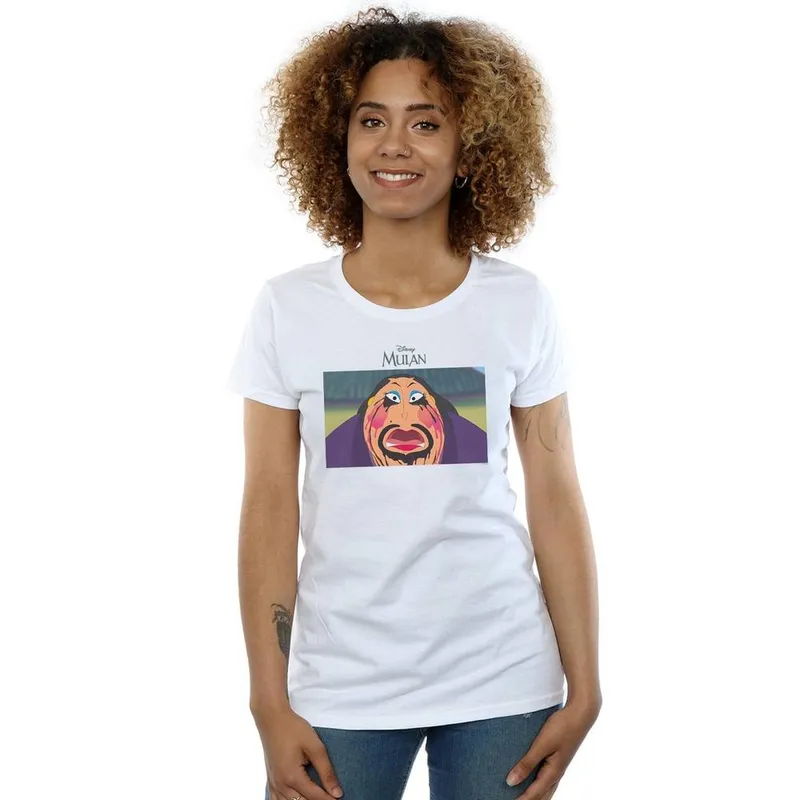 Disney Women's Mulan The Matchmaker Cotton T-Shirt in White Size: XL - White