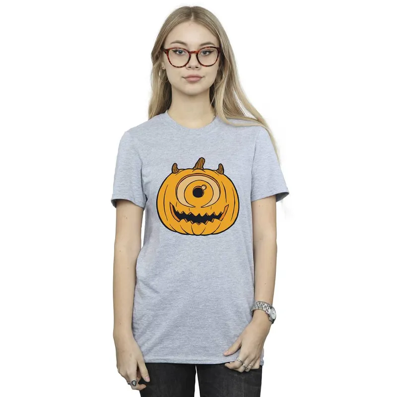 Disney Women's Pumpkin Cotton Halloween T-Shirt in Grey Size: XL - Grey - Size: XL