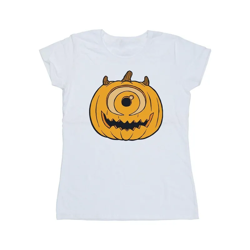 Disney Women's Pumpkin Cotton Halloween T-Shirt in White Size: 2XL White 2XL