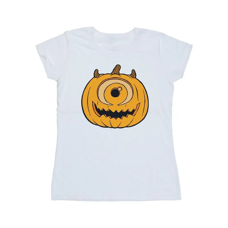 Disney Women's Pumpkin Cotton Halloween T-Shirt in White Size: XL - White - Size: XL