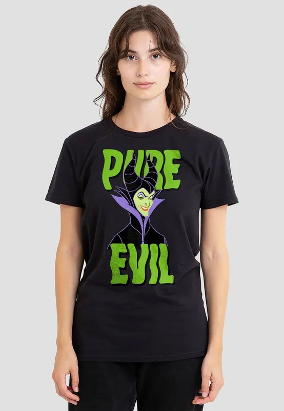 Disney Women's Pure Evil T-Shirt, Black Size: Large - Black