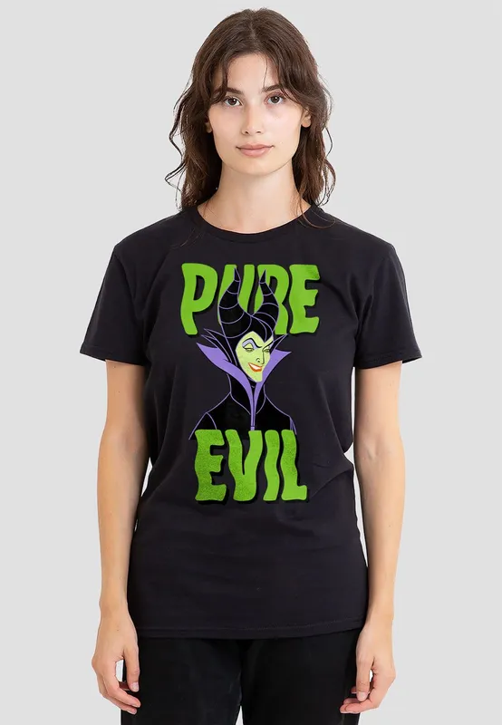 Disney Women's Pure Evil T-Shirt, Black Size: Small - Black