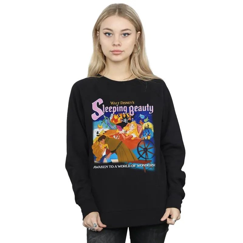 Disney Women's Sleeping Beauty Collage Poster Sweatshirt in Black Size: 2XL - Black