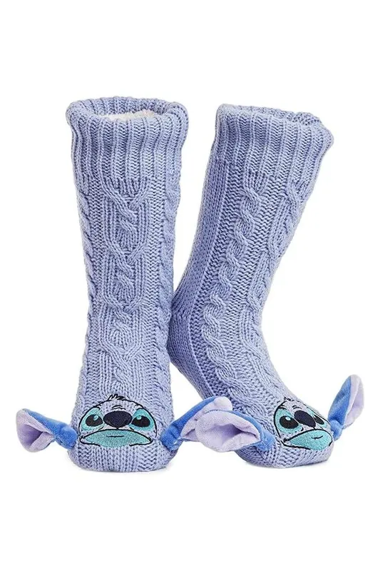 Disney Women's Stitch Fluffy Socks in Blue - Blue
