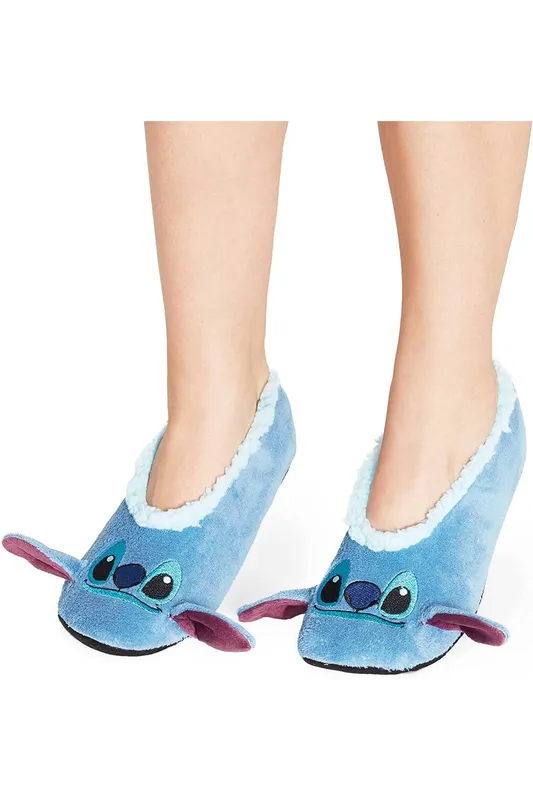 Disney Women's Stitch Soft Sole Slippers in Blue Size: 3-4 Blue 3-4