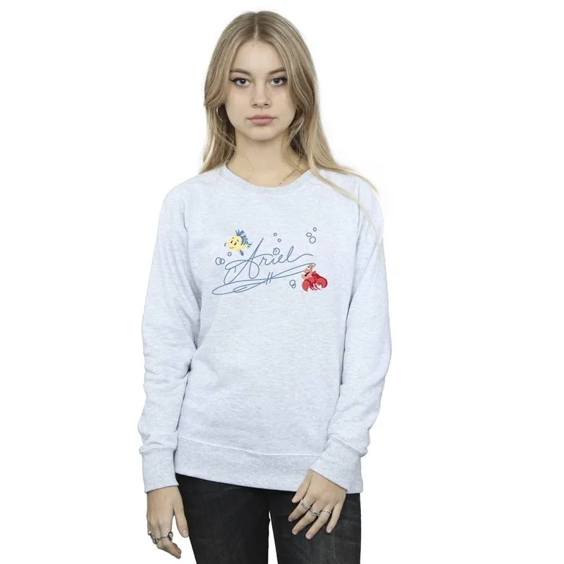 Disney Women's The Little Mermaid Ariel Sweatshirt in Grey Size: 2XL - Grey