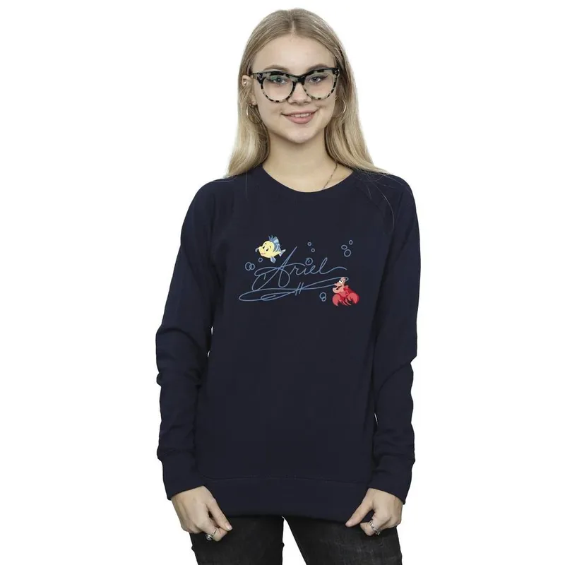 Disney Women's The Little Mermaid Ariel Sweatshirt in Navy Size: 2XL Navy