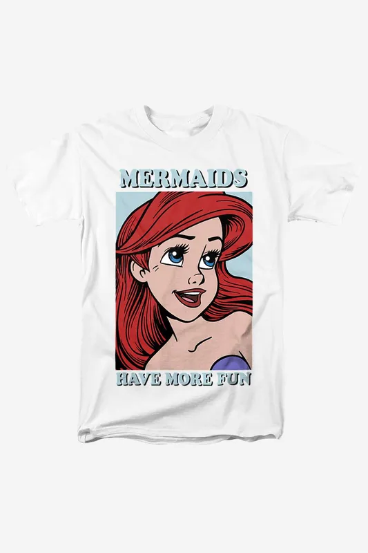 Disney Women's The Little Mermaid Fun T-Shirt in White Size: XL White XL