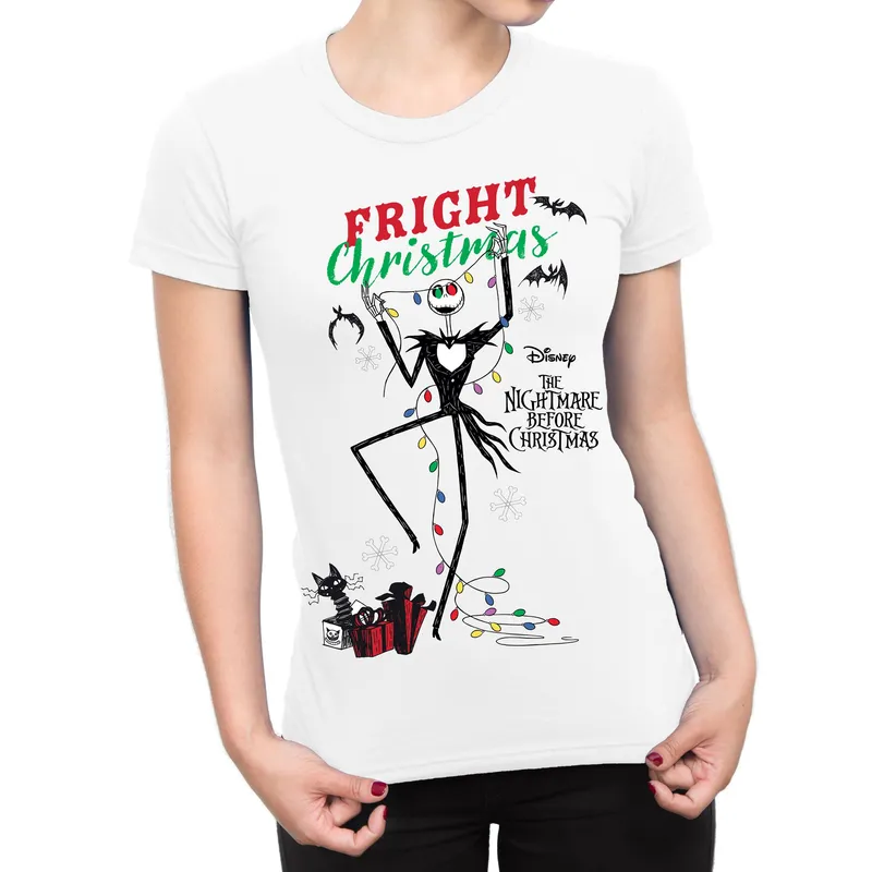 Disney Women's The Nightmare before Christmas T-Shirt in White Size: XL - White